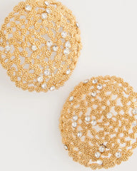 Gold Sea Foam Medallion Stud Earrings