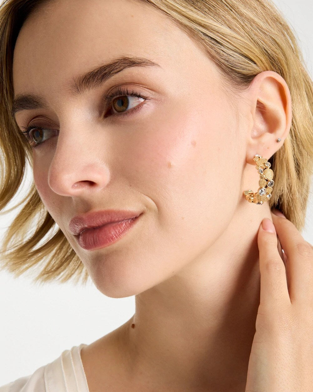 Gold Sea Foam Hoop Earrings