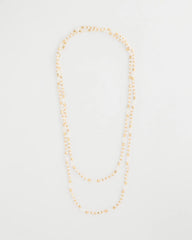 White/Gold Sea Foam Long Single-Strand Necklace
