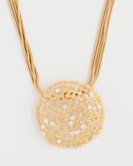 Gold Sea Foam Medallion Pendant Necklace