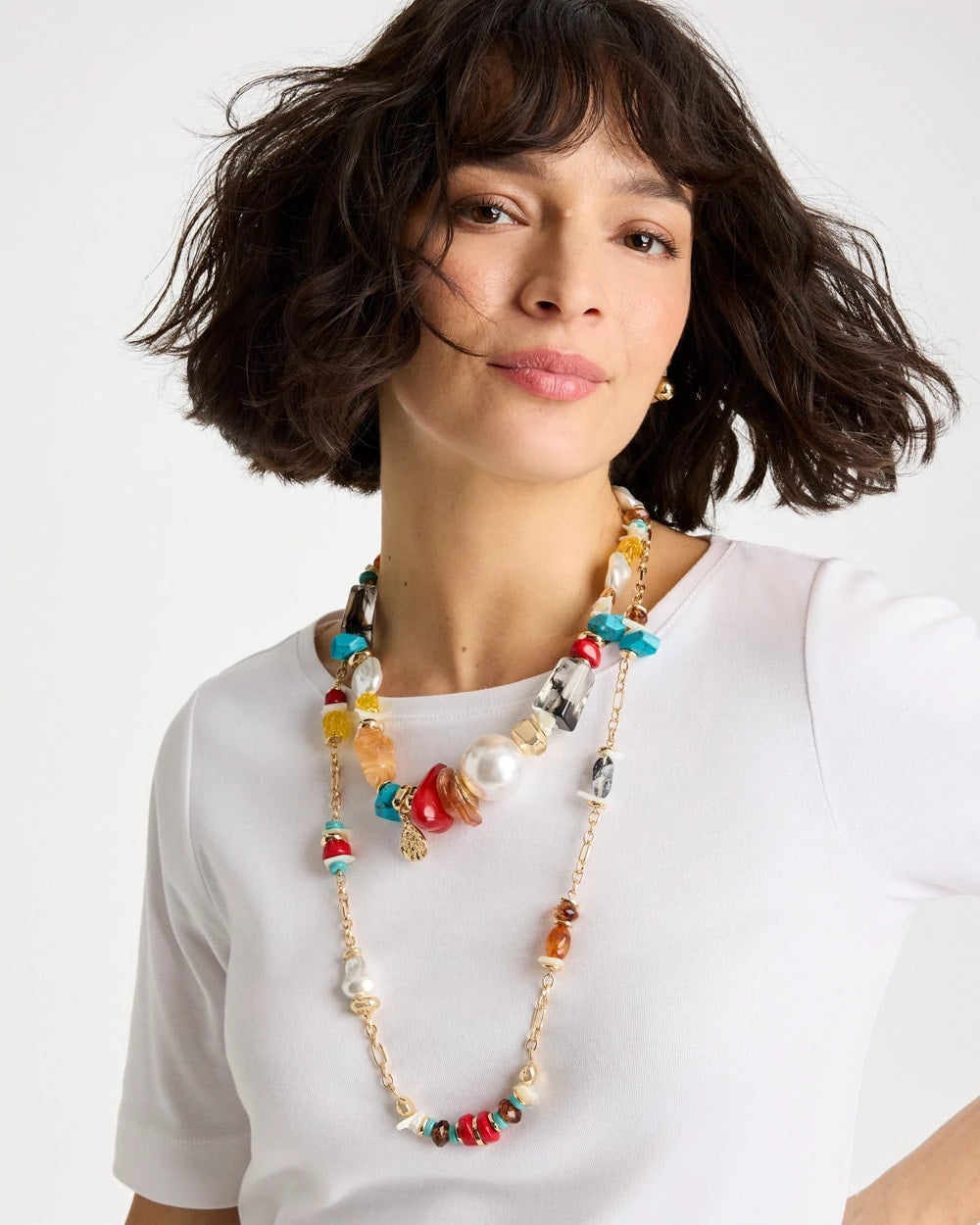Multi Mixed-Media Long Beaded Necklace