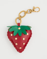 Red Faux Leather Strawberry Bag Charm Key Chain