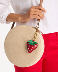 Red Faux Leather Strawberry Bag Charm Key Chain