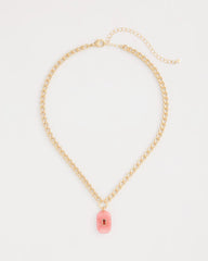 Coral Coral Agate Short Pendant Necklace