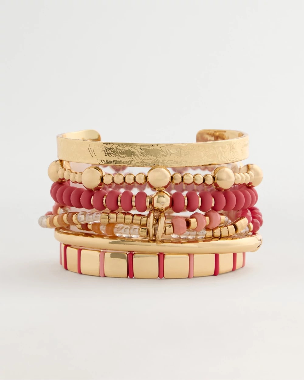 Coral Glam Goldtone Slice Stretch Bracelet