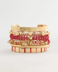 Coral Glam Goldtone Slice Stretch Bracelet
