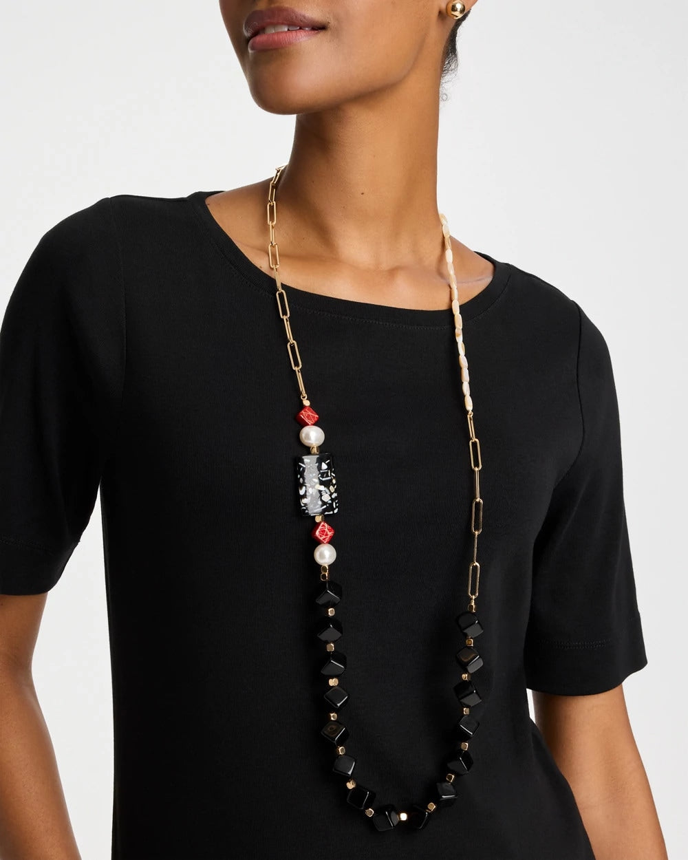 Multi Asymmetrical Long Single-Strand Necklace