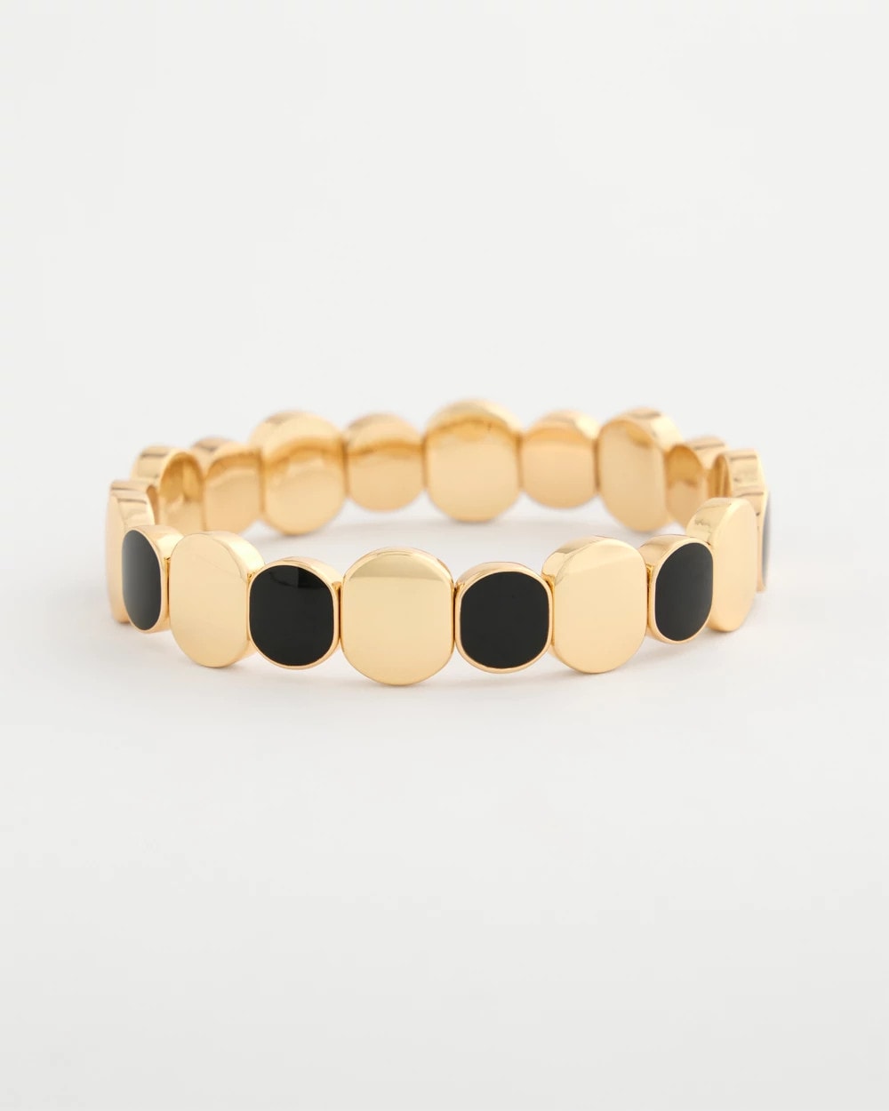 Black Black Goldtone Glam Stretch Bracelet
