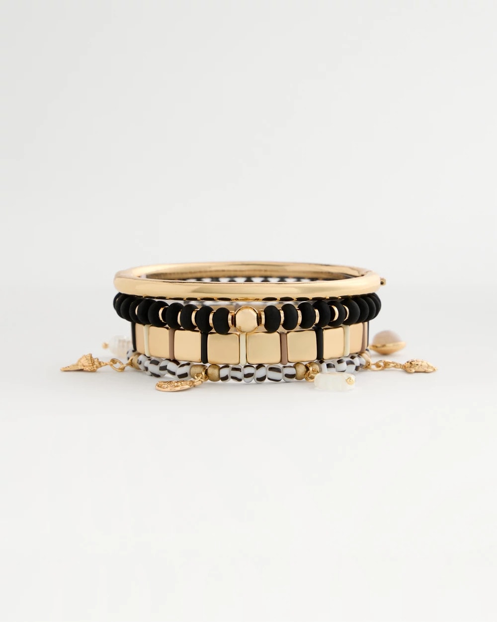 Black Black Round Stretch Bracelet