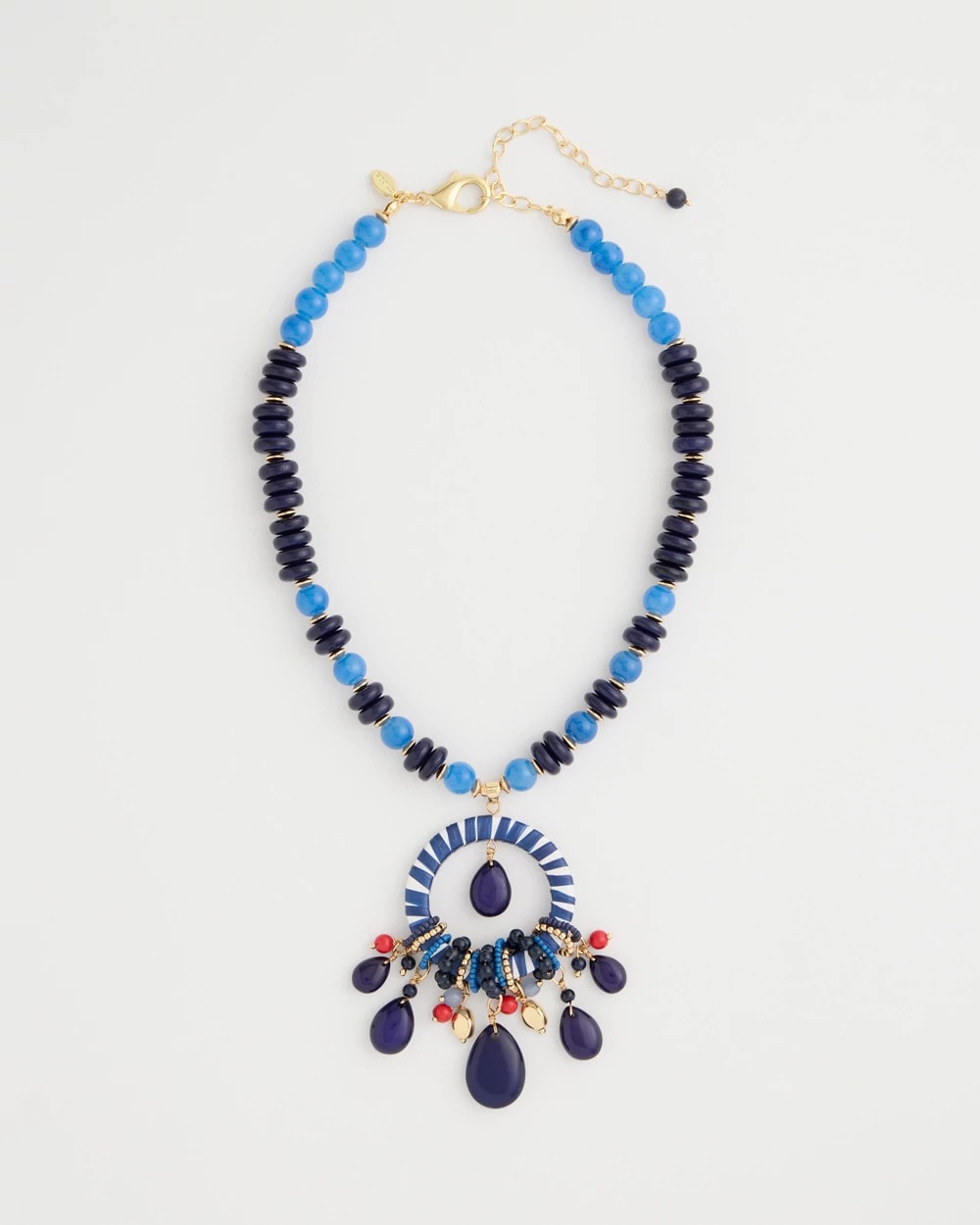 Multi Americana Mixed Media Pendant Necklace