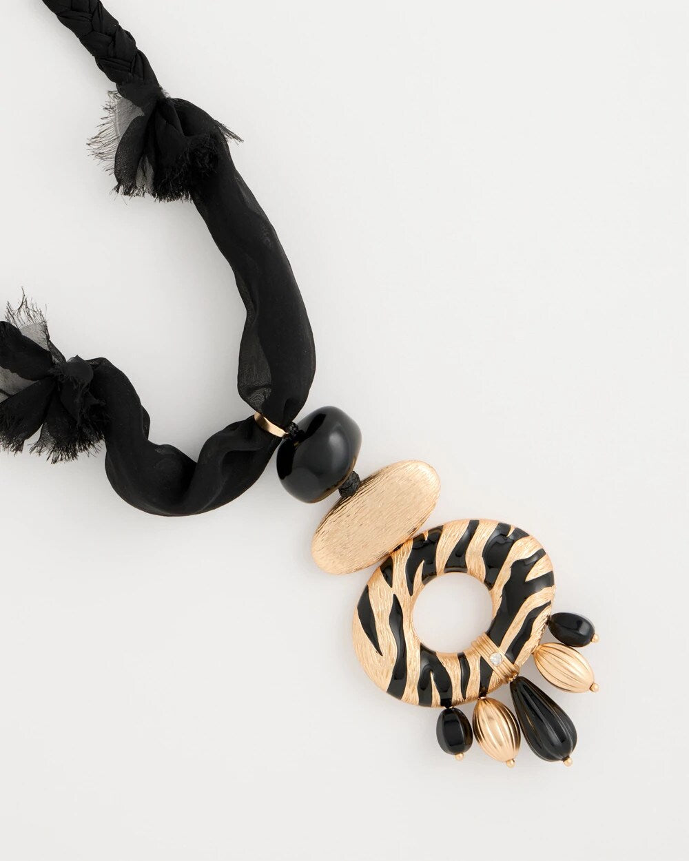 Black/Gold Tiger Pendant Necklace