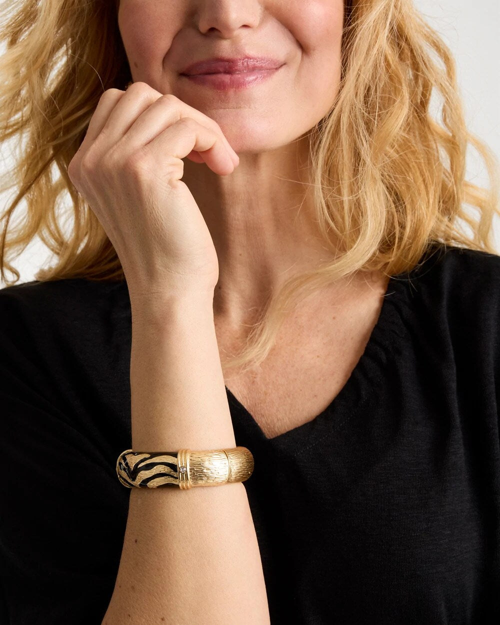 Black/Gold Tiger Hinge Cuff Bracelet
