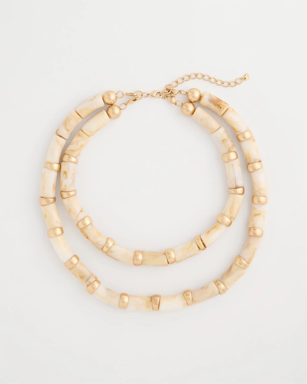 White White Beaded Double-Strand Necklace