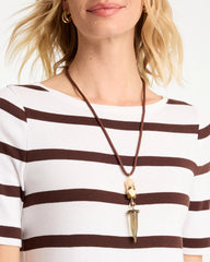 Neutral Tooth Pendant Corded Necklace