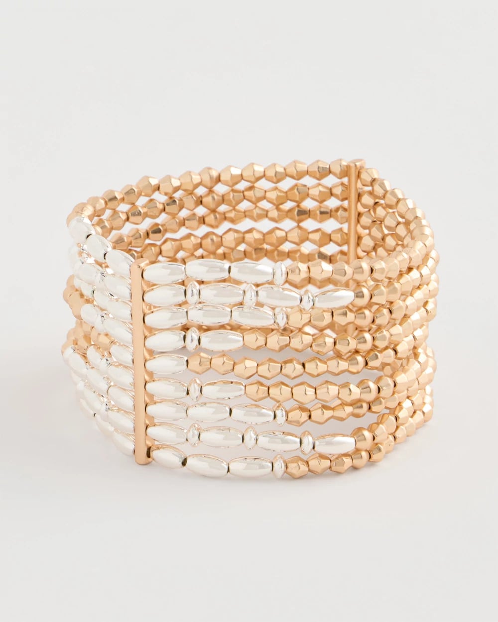 Mixed Metals Multi-Strand Beaded Stretch Bracelet