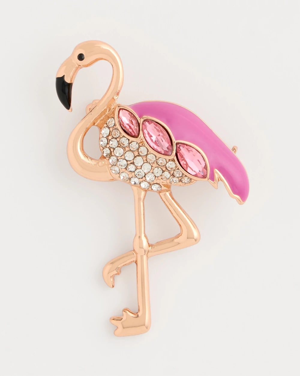 Pink Faux Pink Diamond Flamingo Brooch