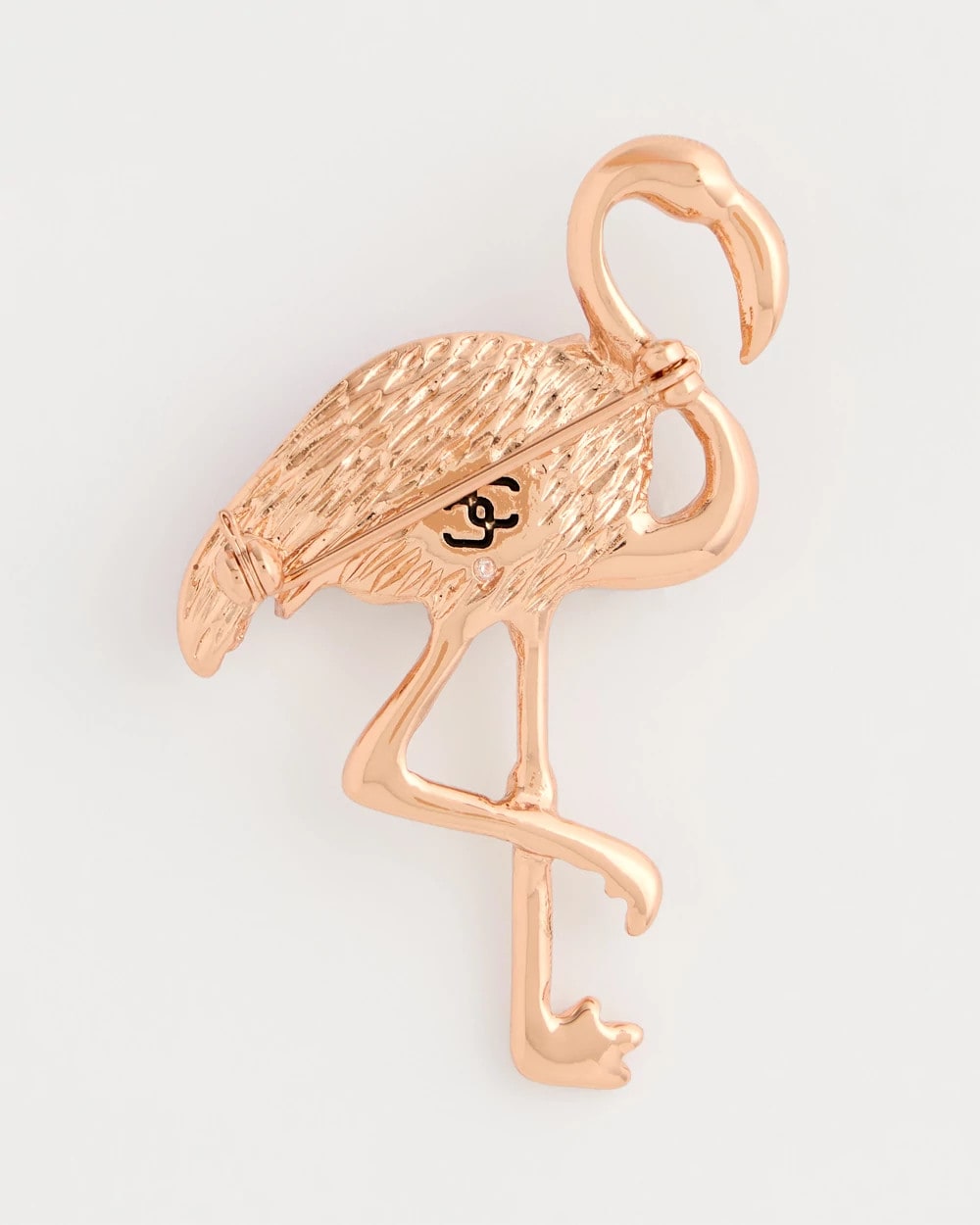 Pink Faux Pink Diamond Flamingo Brooch