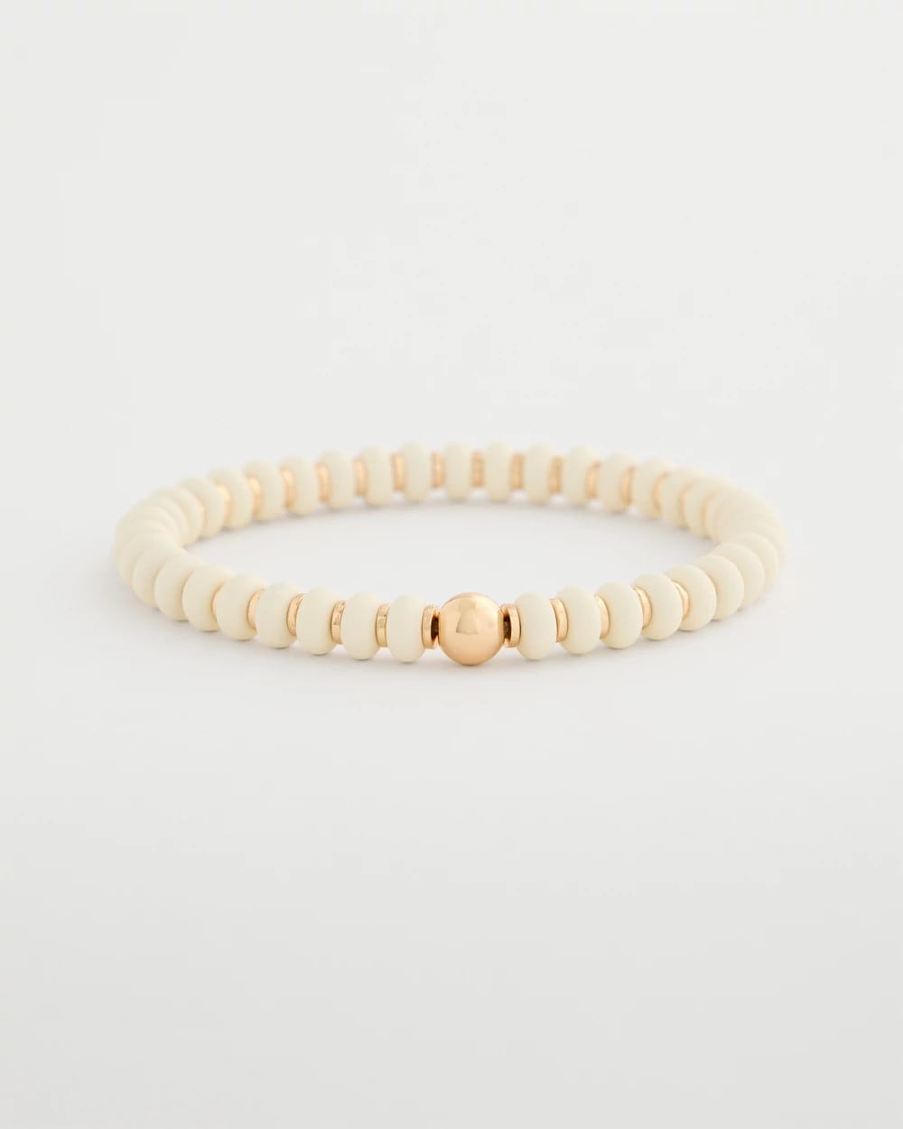 White Neutral Round Stretch Bracelet