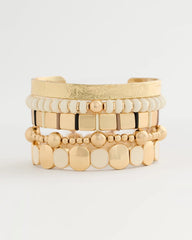 White Neutral Round Stretch Bracelet