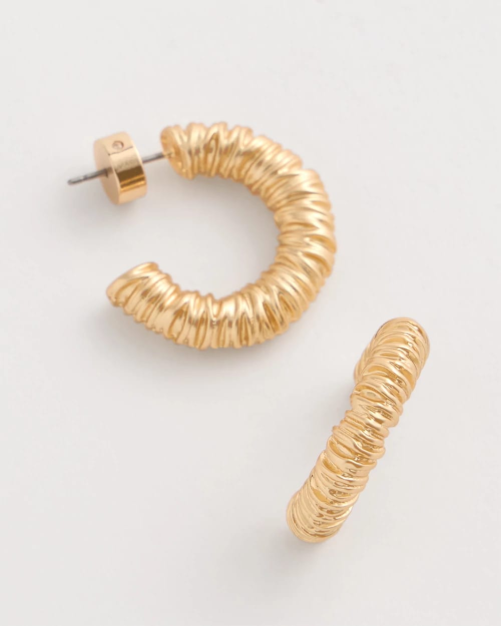 Gold Crinkle Goldtone Hoop Earrings