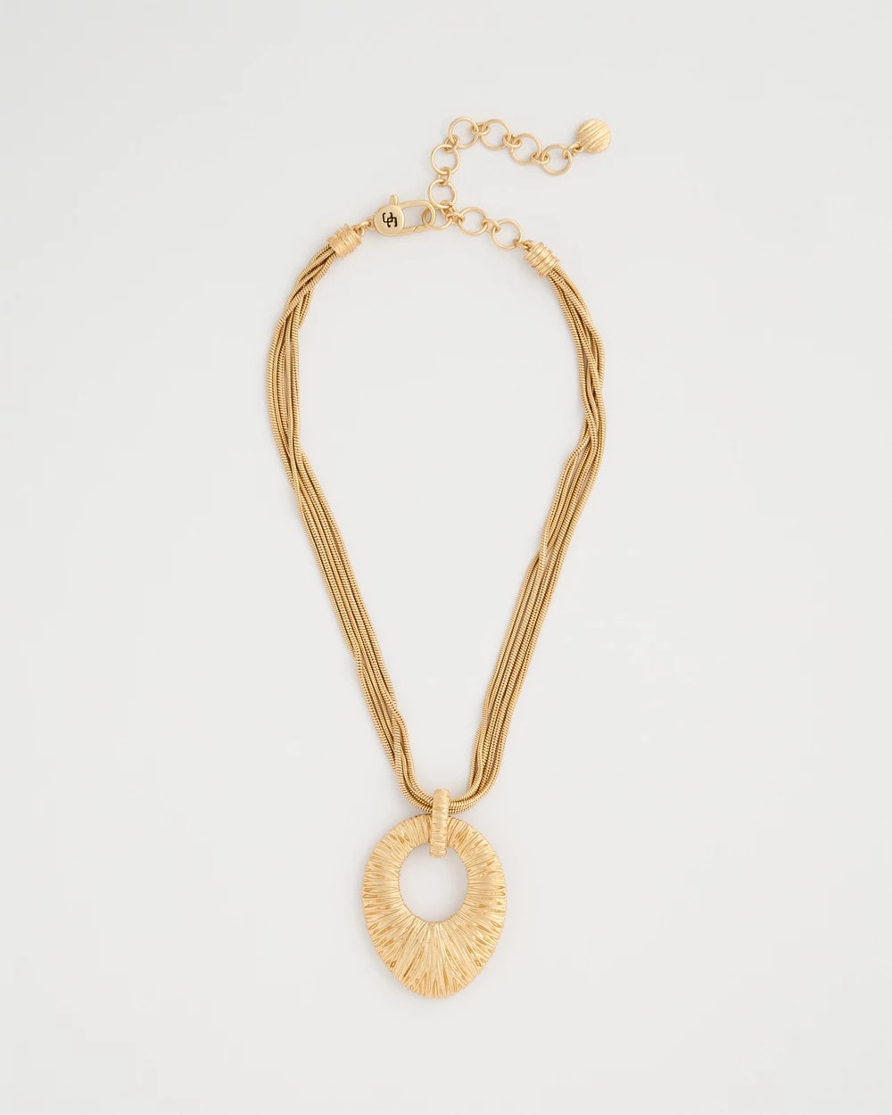 Gold Crinkle Goldtone Pendant Necklace