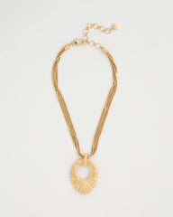 Gold Crinkle Goldtone Pendant Necklace