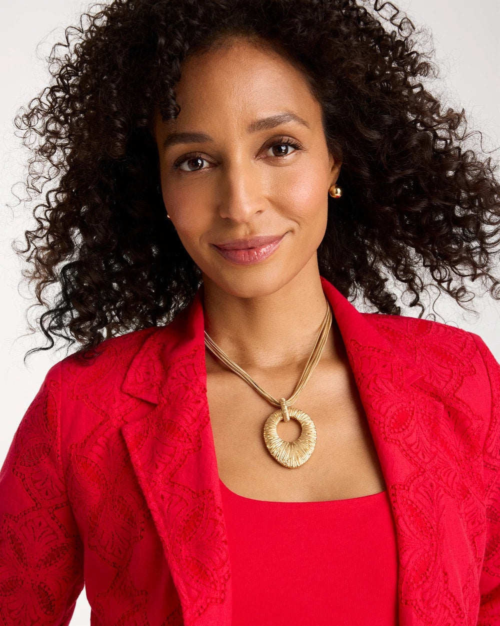 Gold Crinkle Goldtone Pendant Necklace