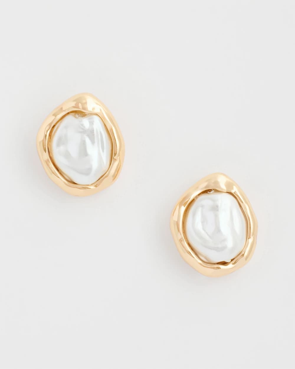 Gold Pearlescent Golden Rimmed Stud Earrings