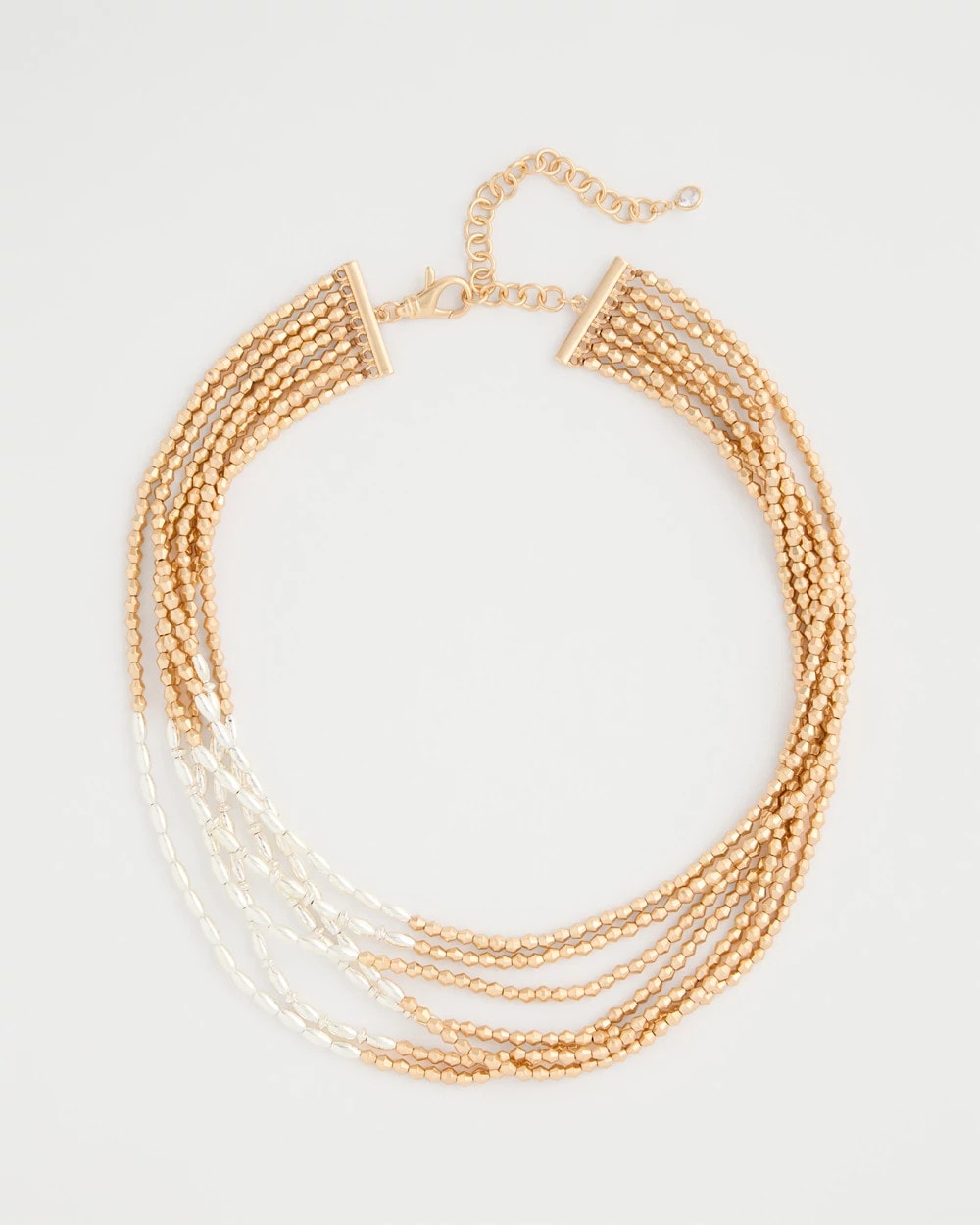 Mixed Metals Multi-Strand Beaded Short Necklace