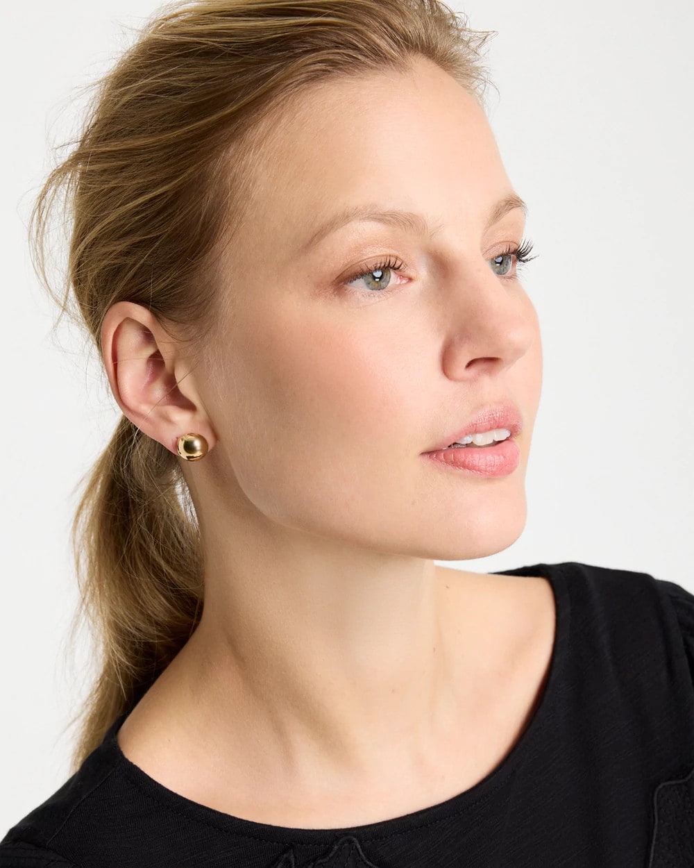Gold Mini Goldtone Sphere Stud Earrings