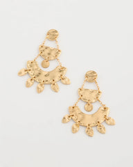 Gold Hammered Chandelier Earrings