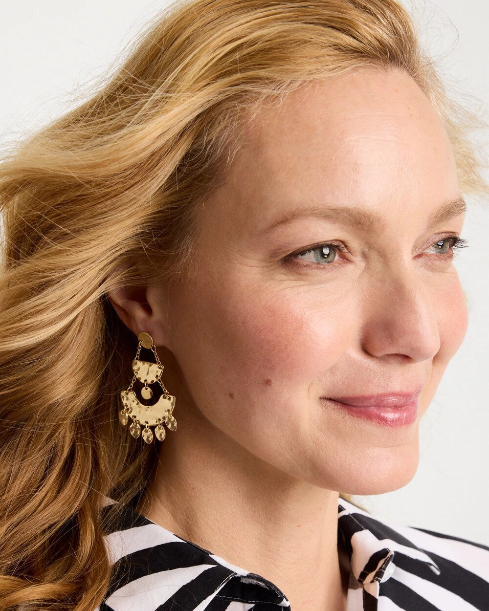 Gold Hammered Chandelier Earrings