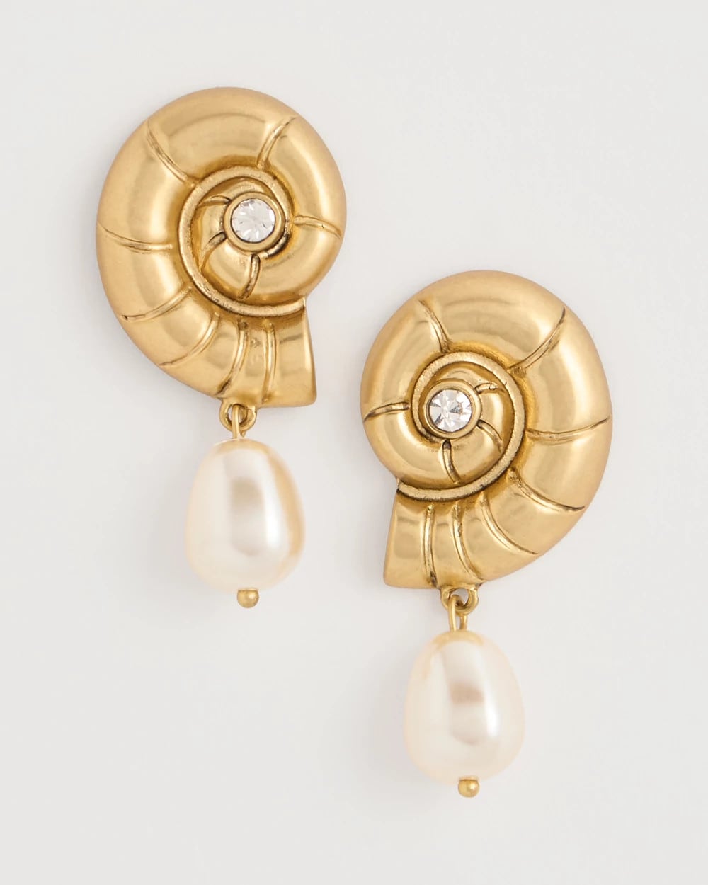 Gold Goldtone Spiral Shell Earrings