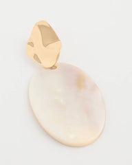 Neutral Shell Oval Drop Earrings