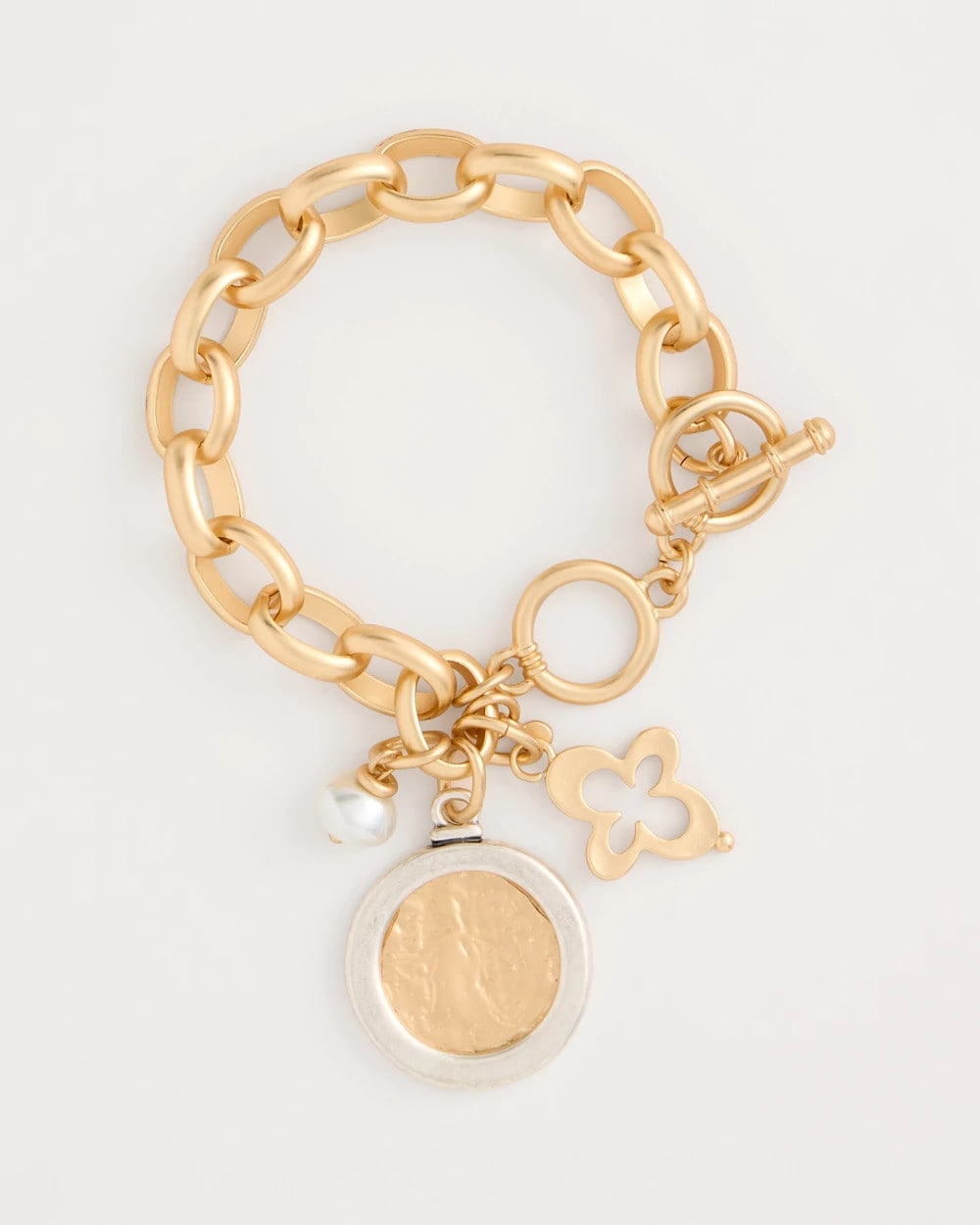 Gold Toggle Bar Charm Bracelet