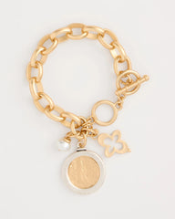 Gold Toggle Bar Charm Bracelet