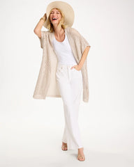 Neutral Crochet Knit Belted Ruana