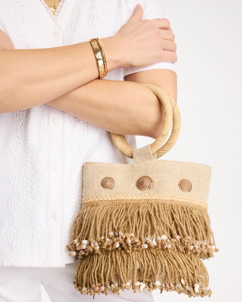 Natural Chico's Originals Bamboo Bucket Bag