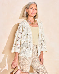 Neutral Cotton Crochet Kimono