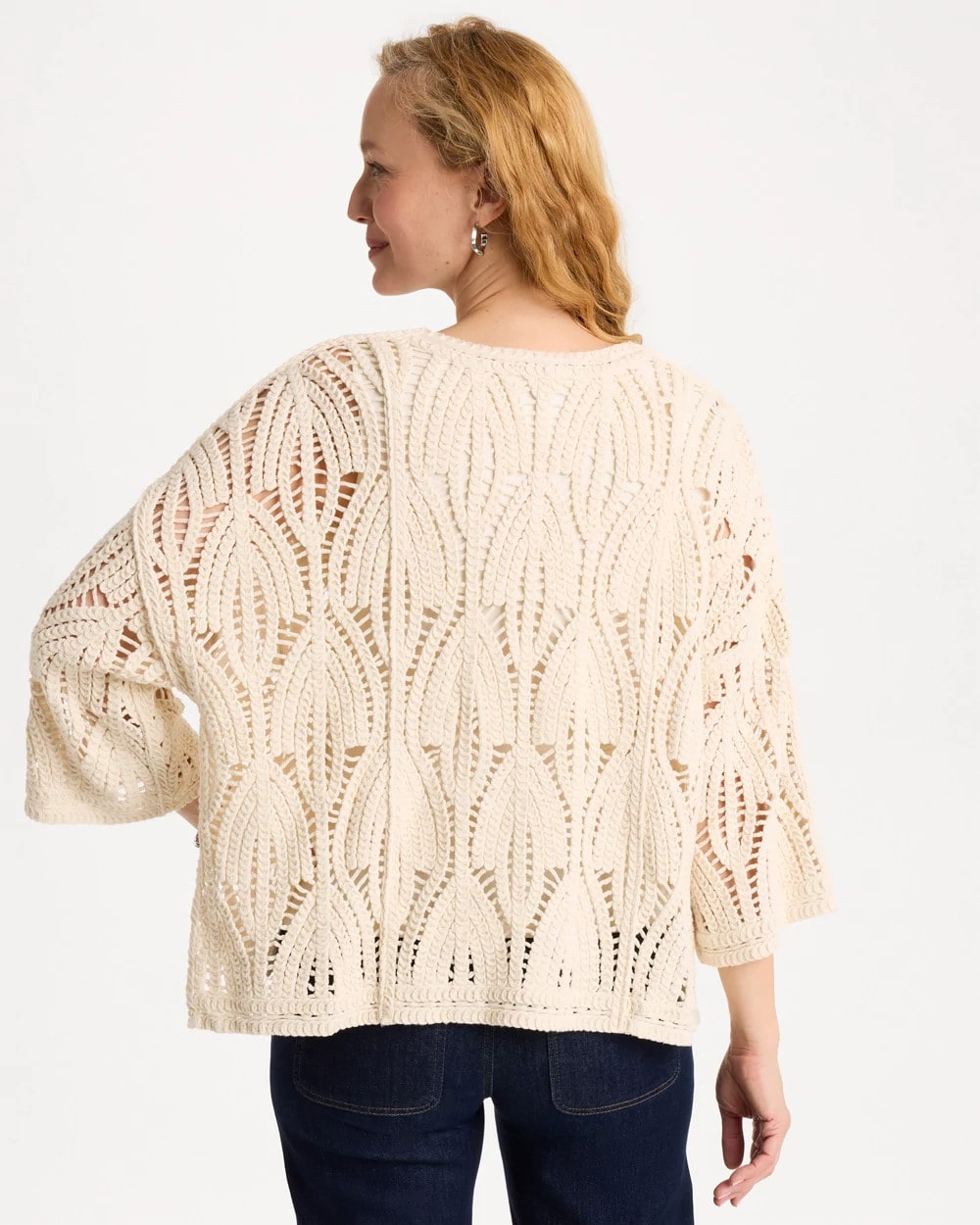 Neutral Cotton Crochet Kimono