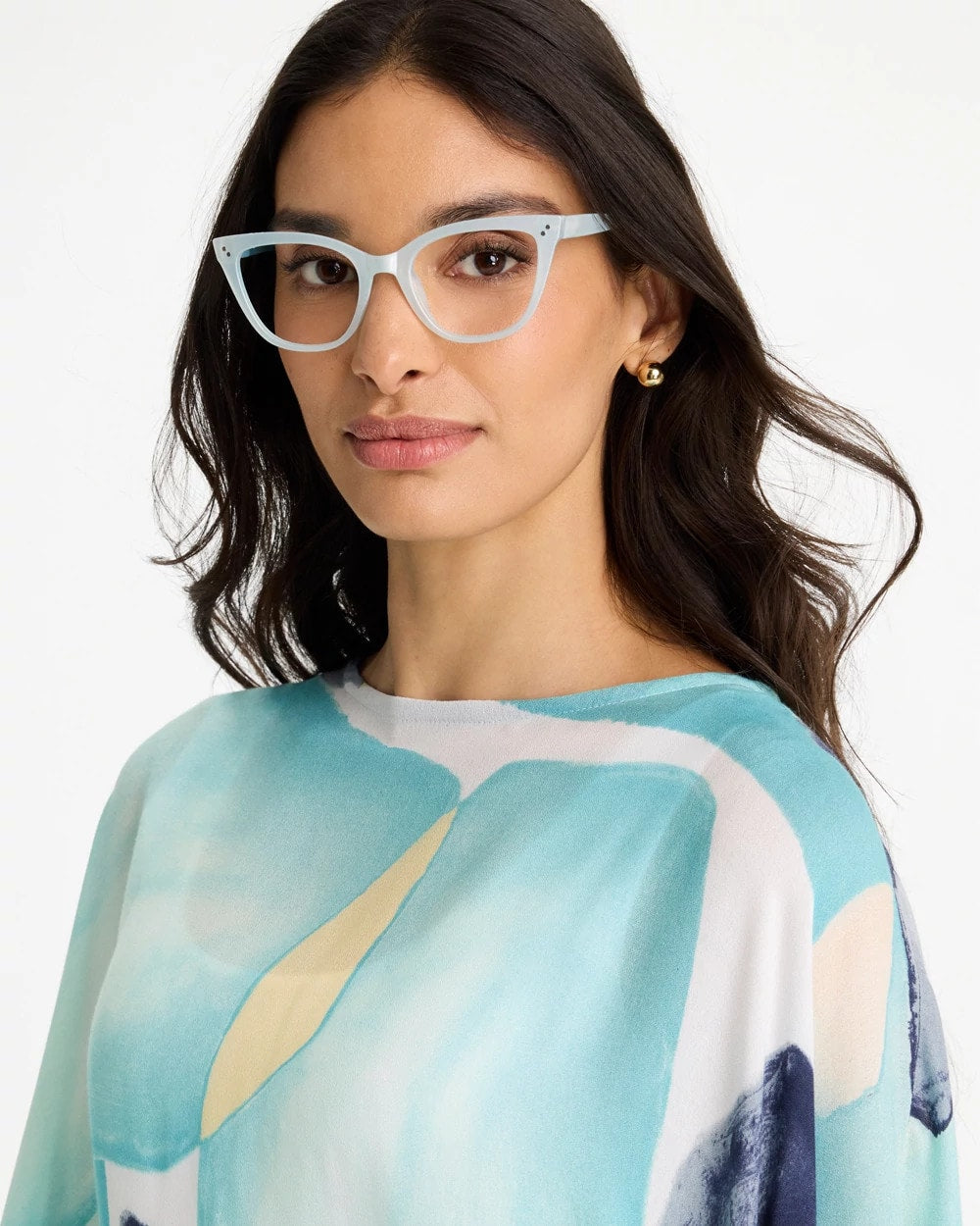 Light Blue Pearlescent Cat Eye Readers