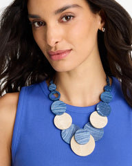Blue Multi Chico's Originals Blue Neutral Wood Bib Necklace