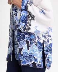 Alabaster Woven Faux Silk Printed Kimono