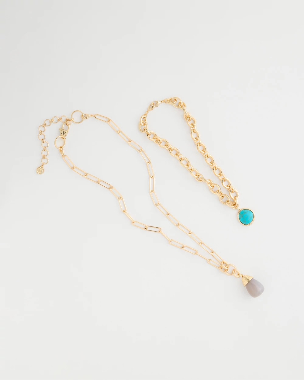 Aqua Double-Strand Blue Pendant Necklace