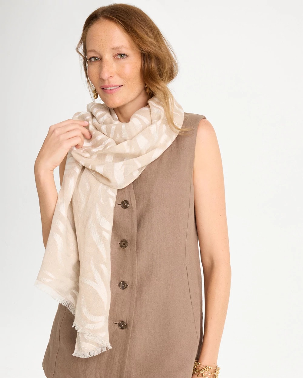 Neutral Neutral Zebra Jacquard Oblong Scarf