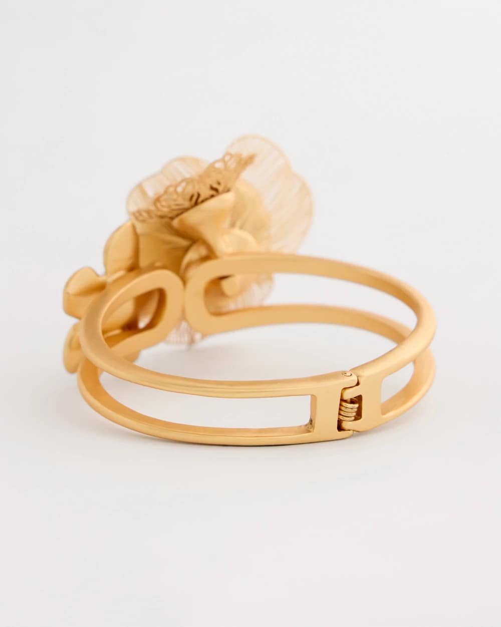 Gold Filigree Flower Hinge Cuff Bracelet