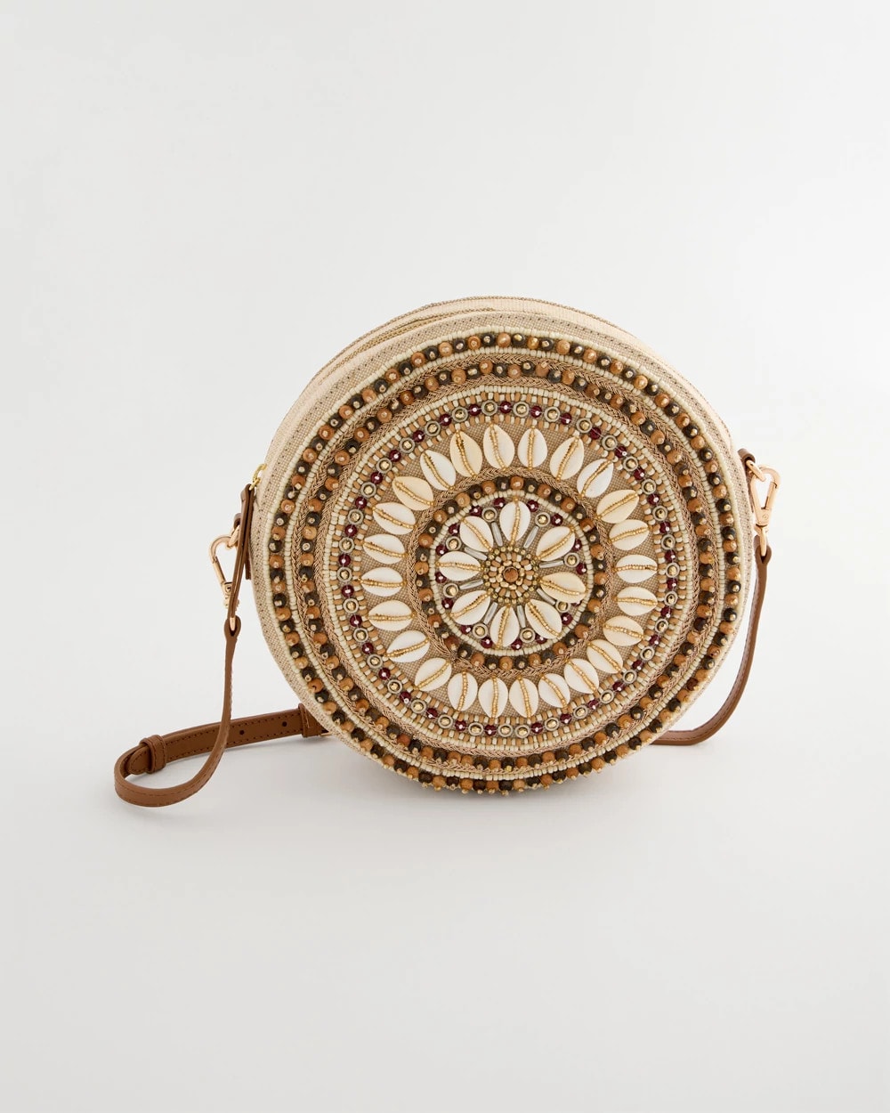 Neutral Seashell-Inspired Crossbody Bag