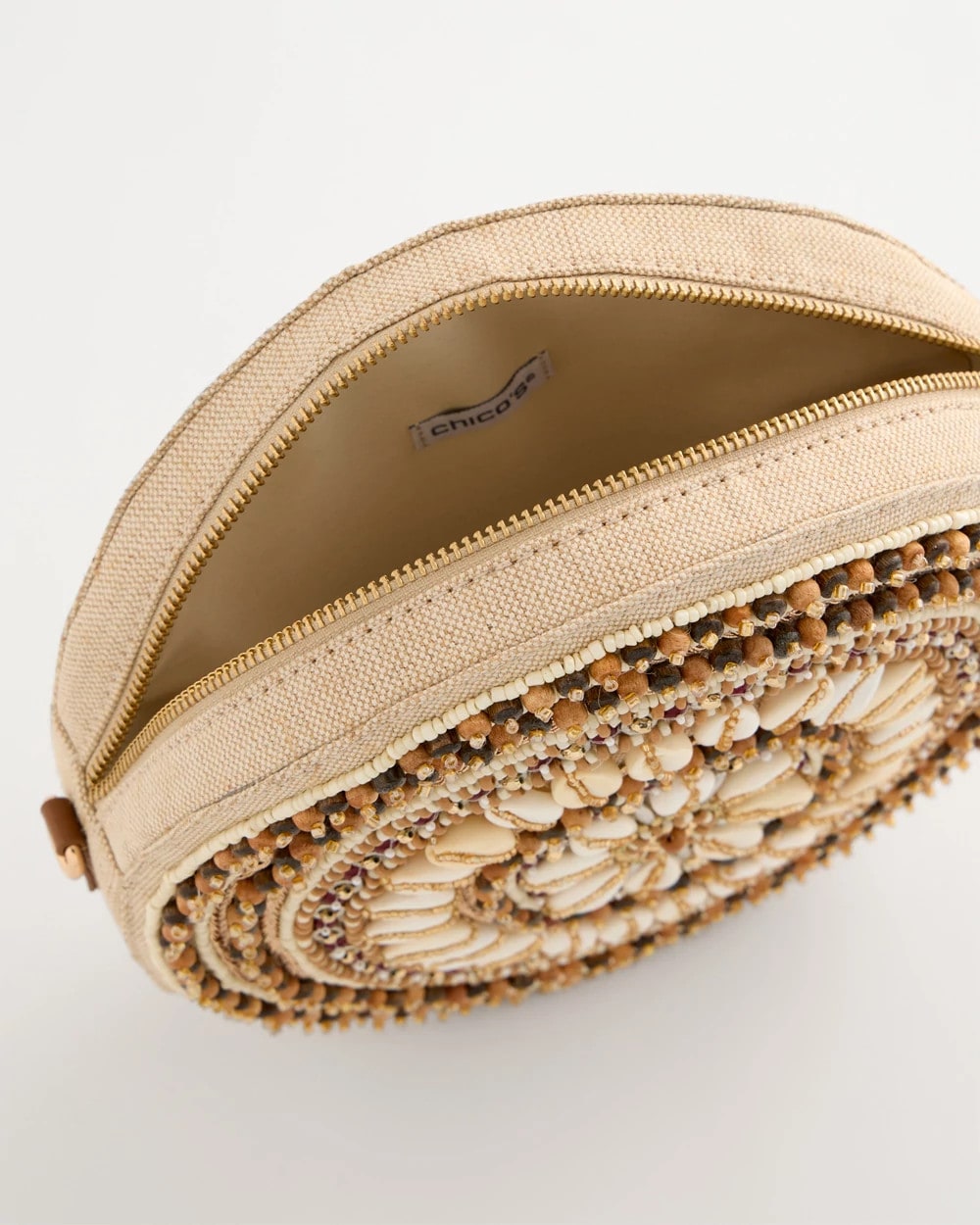 Neutral Seashell-Inspired Crossbody Bag