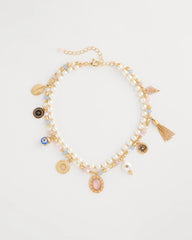 Orchid Genuine Jade Stone Charm Short Necklace