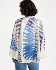 Passport Blue Palm Frond Short Poncho